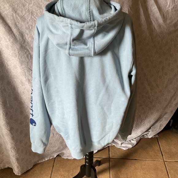 Carhartt Pale Blue Pullover Hoodie with Logo Patch - Picture 4 of 7